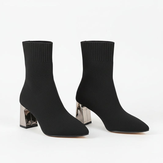 Bottines femme grande taille en maille extensible à talon haut ORIS WEAR