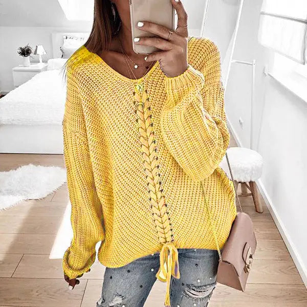 Pull en Maille avec Lacet Décolleté V ORIS WEAR