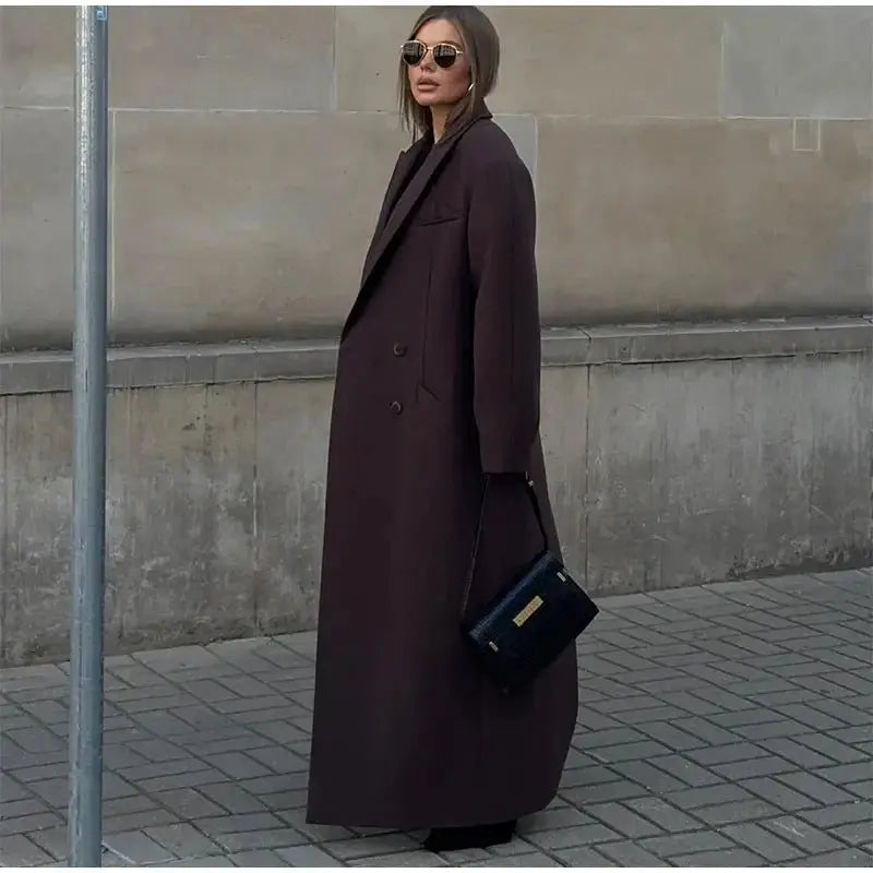 Manteau chic effet laine à double boutonnage avec col à revers ORIS WEAR