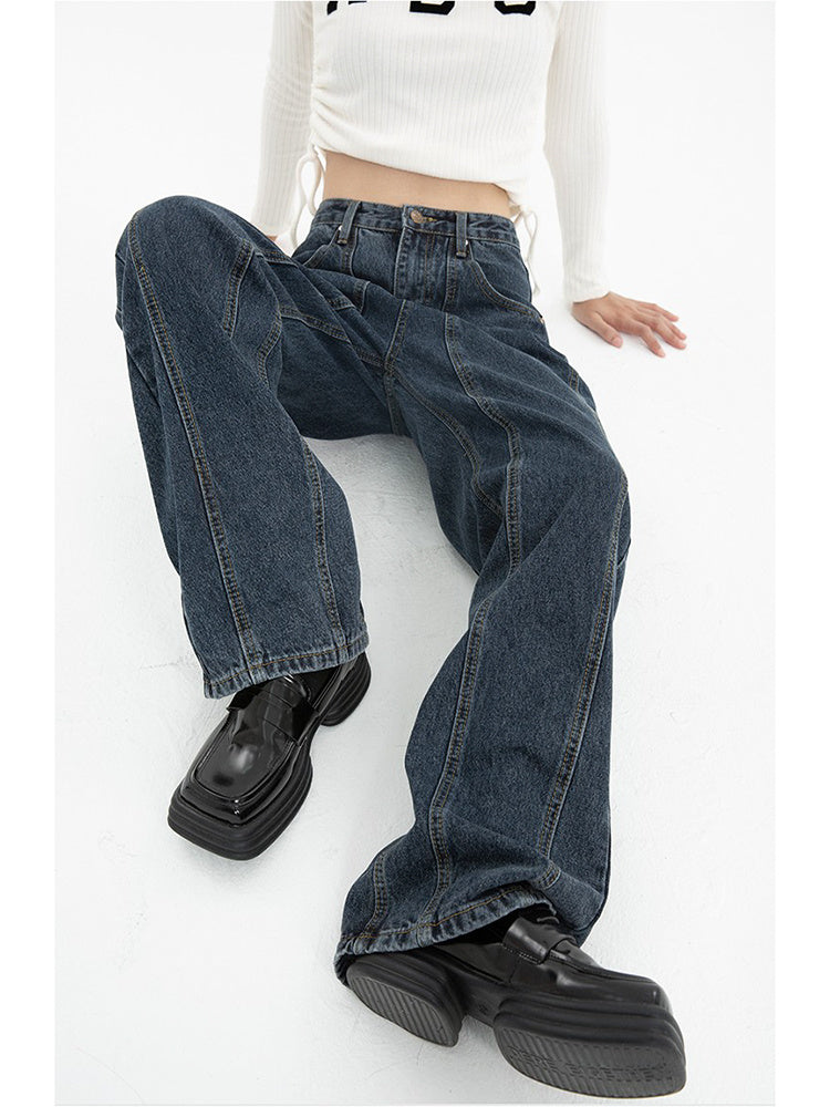 Jean bleu foncé drapé ample ORIS WEAR