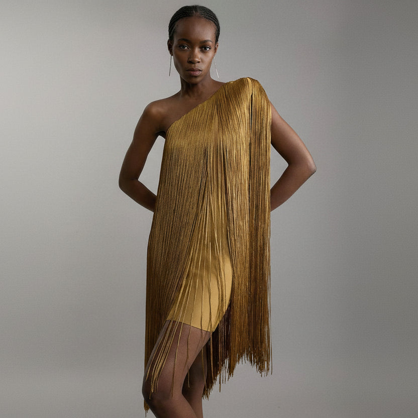 Robe de soirée à franges élégante et fluide ORIS WEAR