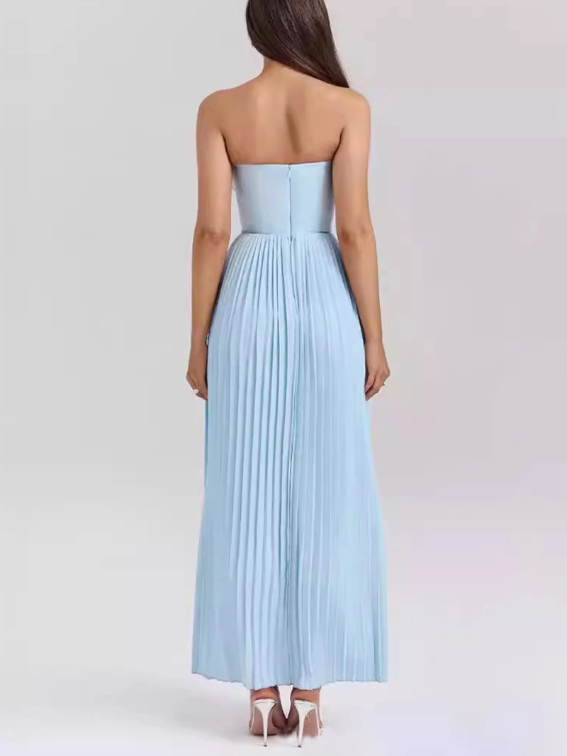 Robe Mode Élégante Sans Manches à Plis et Col V ORIS WEAR