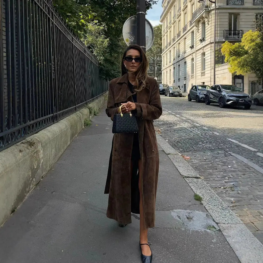 Trench-Coat Long Femme – Style Européen & Américain Chic ORIS WEAR