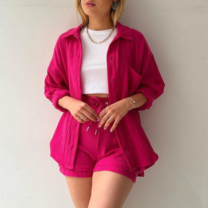 Look Printanier Décontracté – Ensemble Chemise & Short Taille Haute ORIS WEAR
