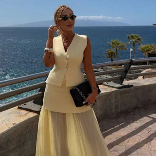 Alyama Luxe – Gilet & Jupe Longue