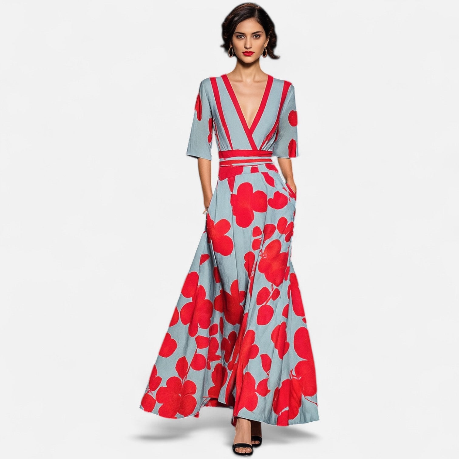 Robe Rose à Manches Élégantes ORIS WEAR