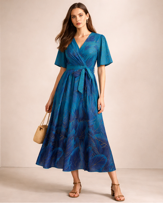 Robe longue femme bohème bleu dégradé — ORIS WEAR