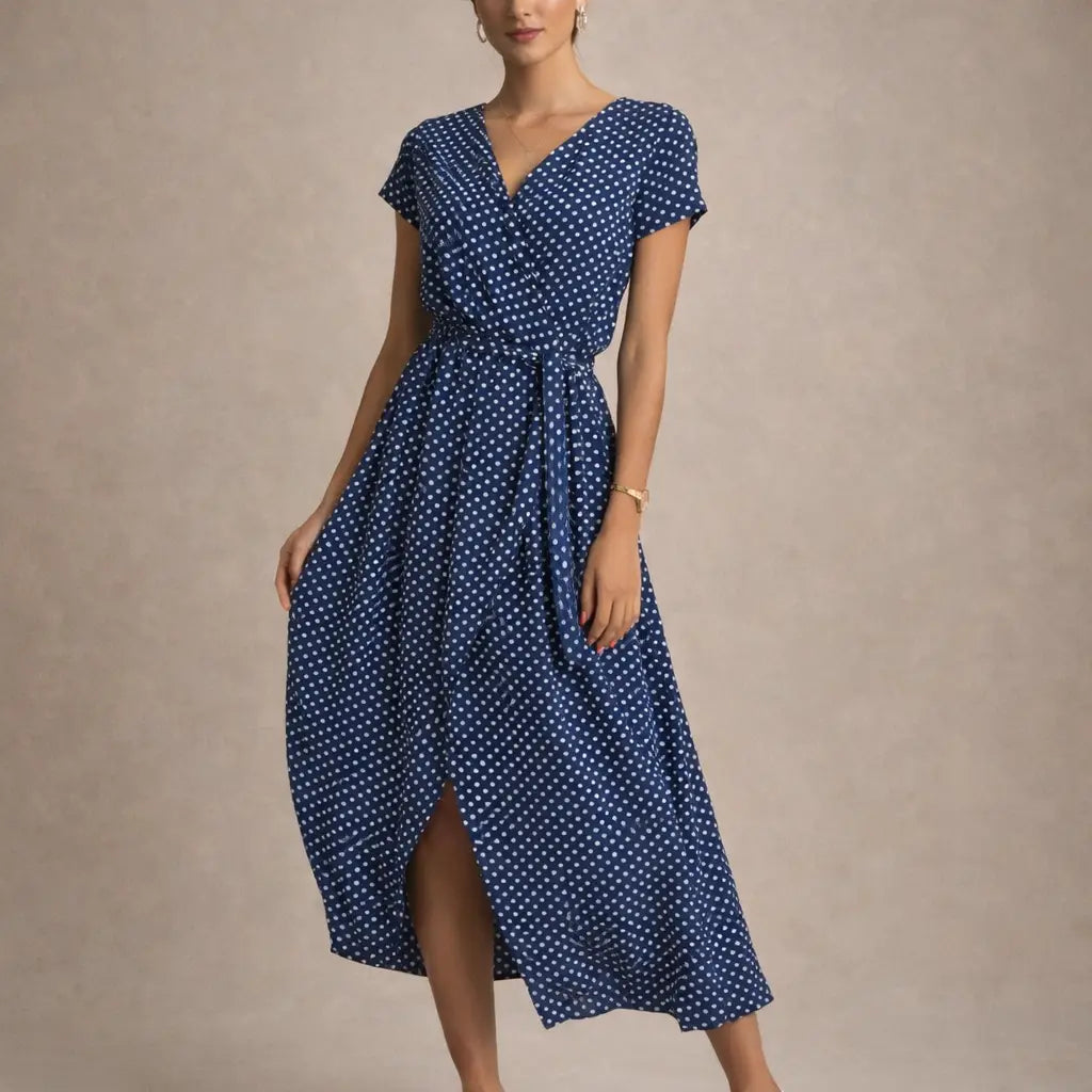 Robe midi femme fleurie blue — ORIS WEAR