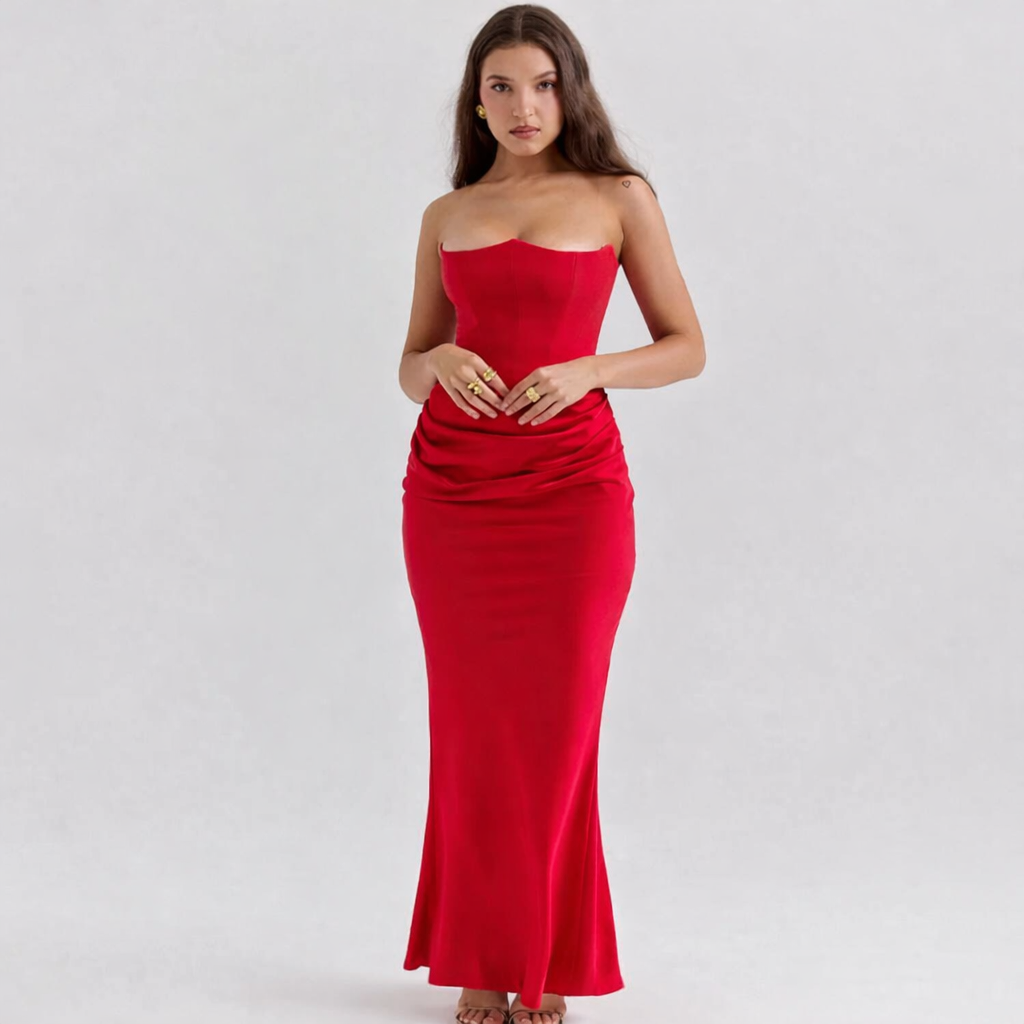 Robe Longue Femme Bustier Satin Éclatante ORIS WEAR