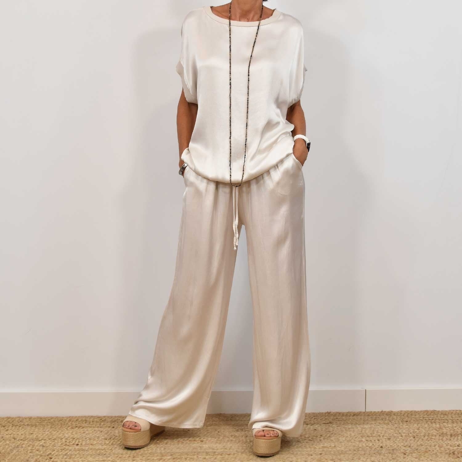 Ensemble Satin Chic - Haut Fluide & Pantalon Large ORIS WEAR