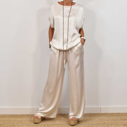 Ensemble Satin Chic - Haut Fluide & Pantalon Large ORIS WEAR