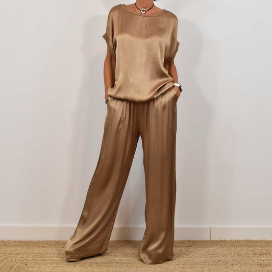Ensemble Satin Chic - Haut Fluide & Pantalon Large ORIS WEAR