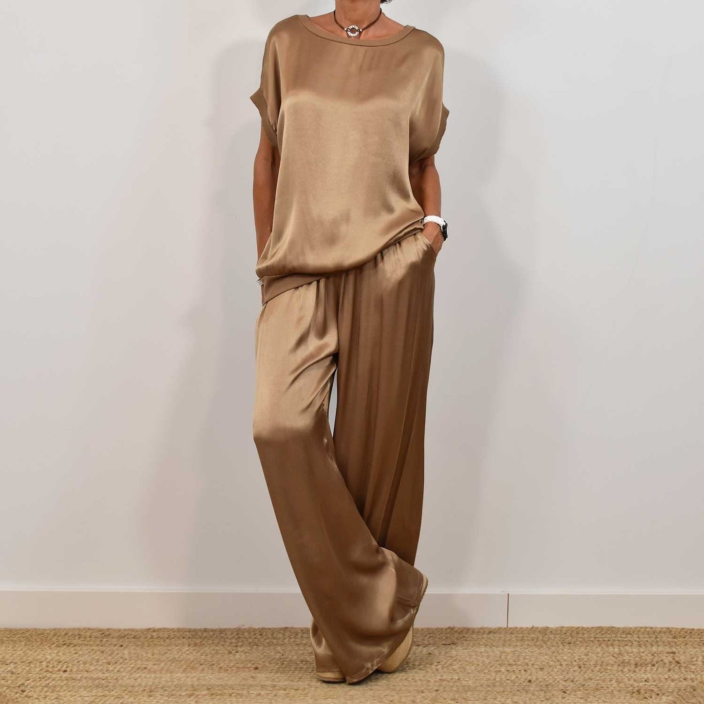 Ensemble Satin Chic - Haut Fluide & Pantalon Large ORIS WEAR