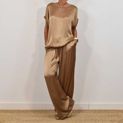Ensemble Satin Chic - Haut Fluide & Pantalon Large ORIS WEAR