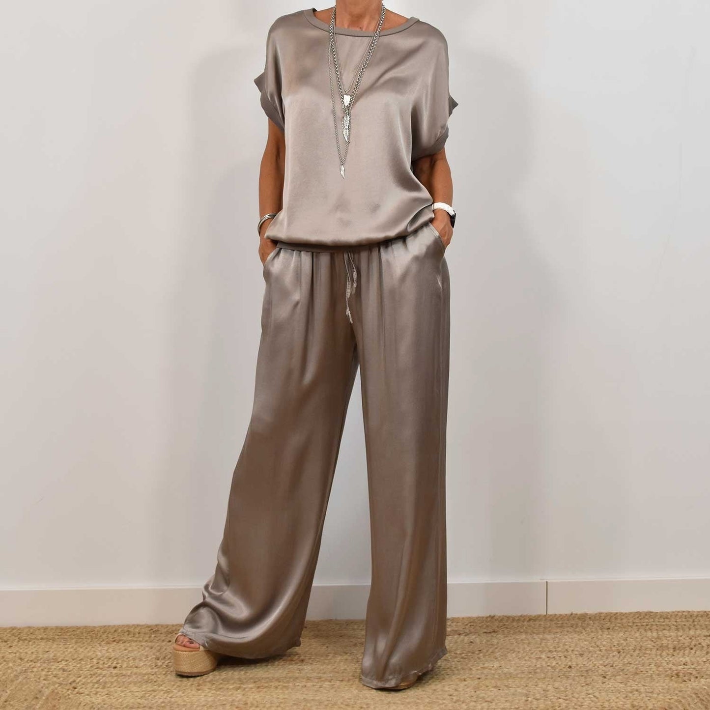 Ensemble Satin Chic - Haut Fluide & Pantalon Large ORIS WEAR