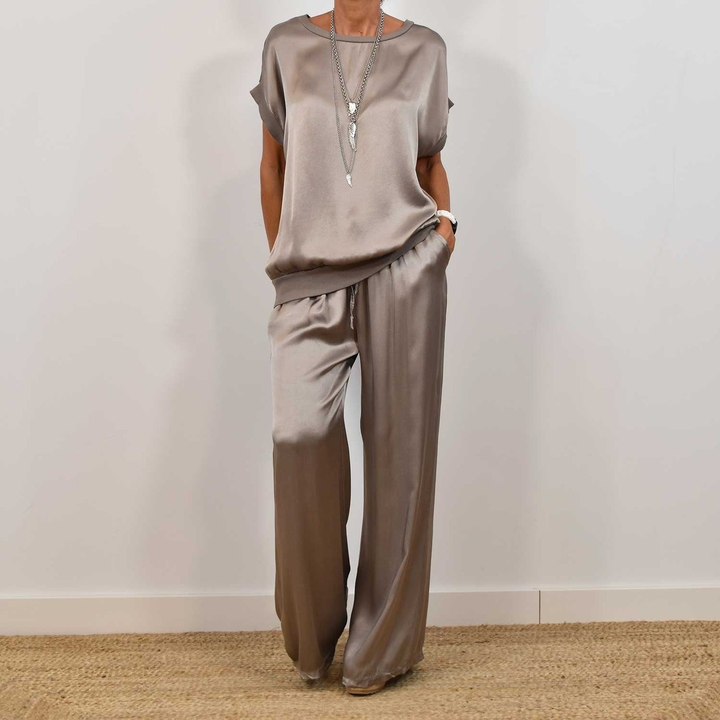 Ensemble Satin Chic - Haut Fluide & Pantalon Large ORIS WEAR
