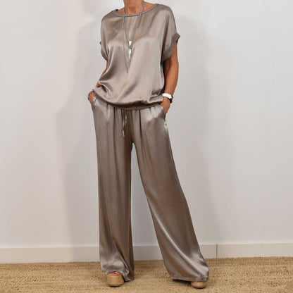 Ensemble Satin Chic - Haut Fluide & Pantalon Large ORIS WEAR