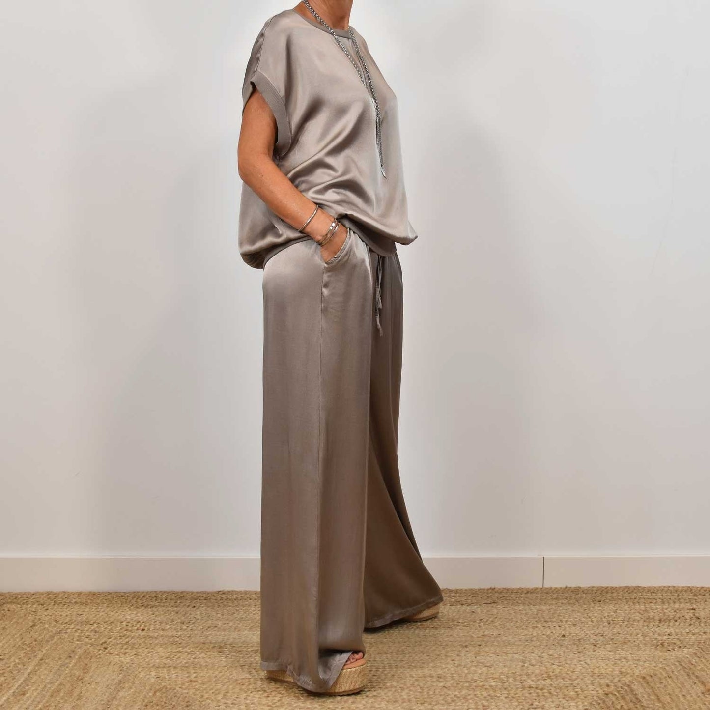Ensemble Satin Chic - Haut Fluide & Pantalon Large ORIS WEAR