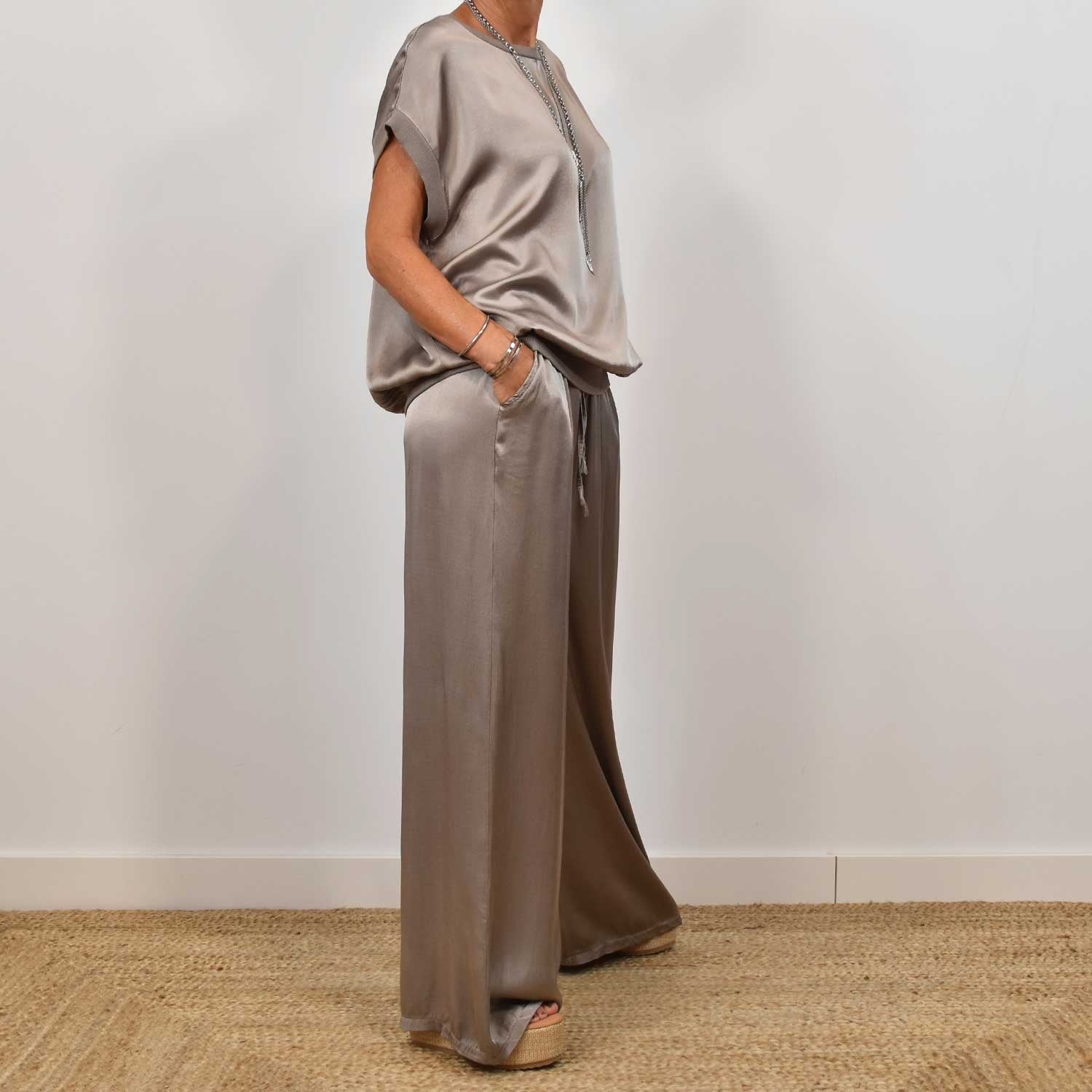 Ensemble Satin Chic - Haut Fluide & Pantalon Large ORIS WEAR