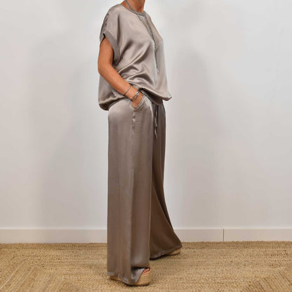 Ensemble Satin Chic - Haut Fluide & Pantalon Large ORIS WEAR