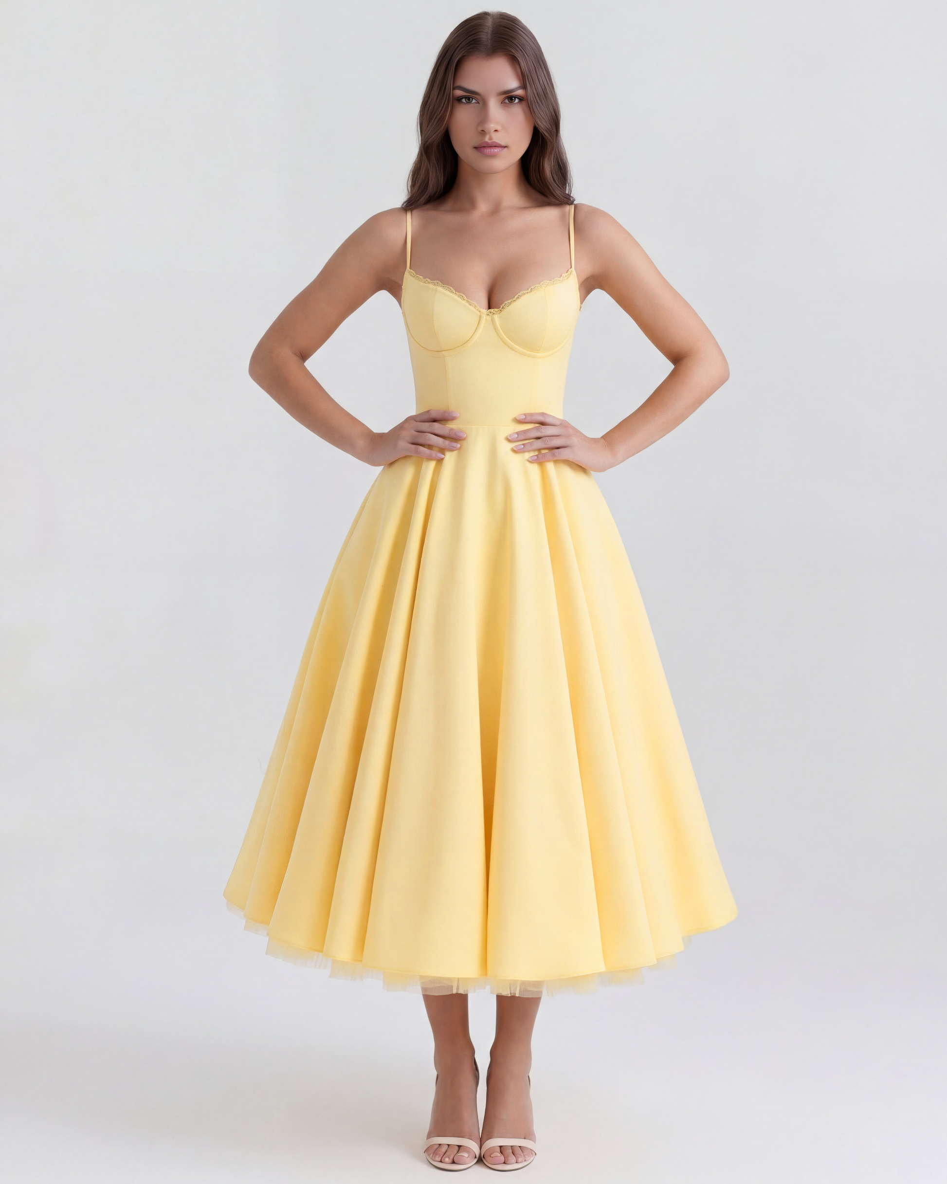 Seren | Robe Midi Élégante A Ligne Corset Invitées de Mariage Celeste London