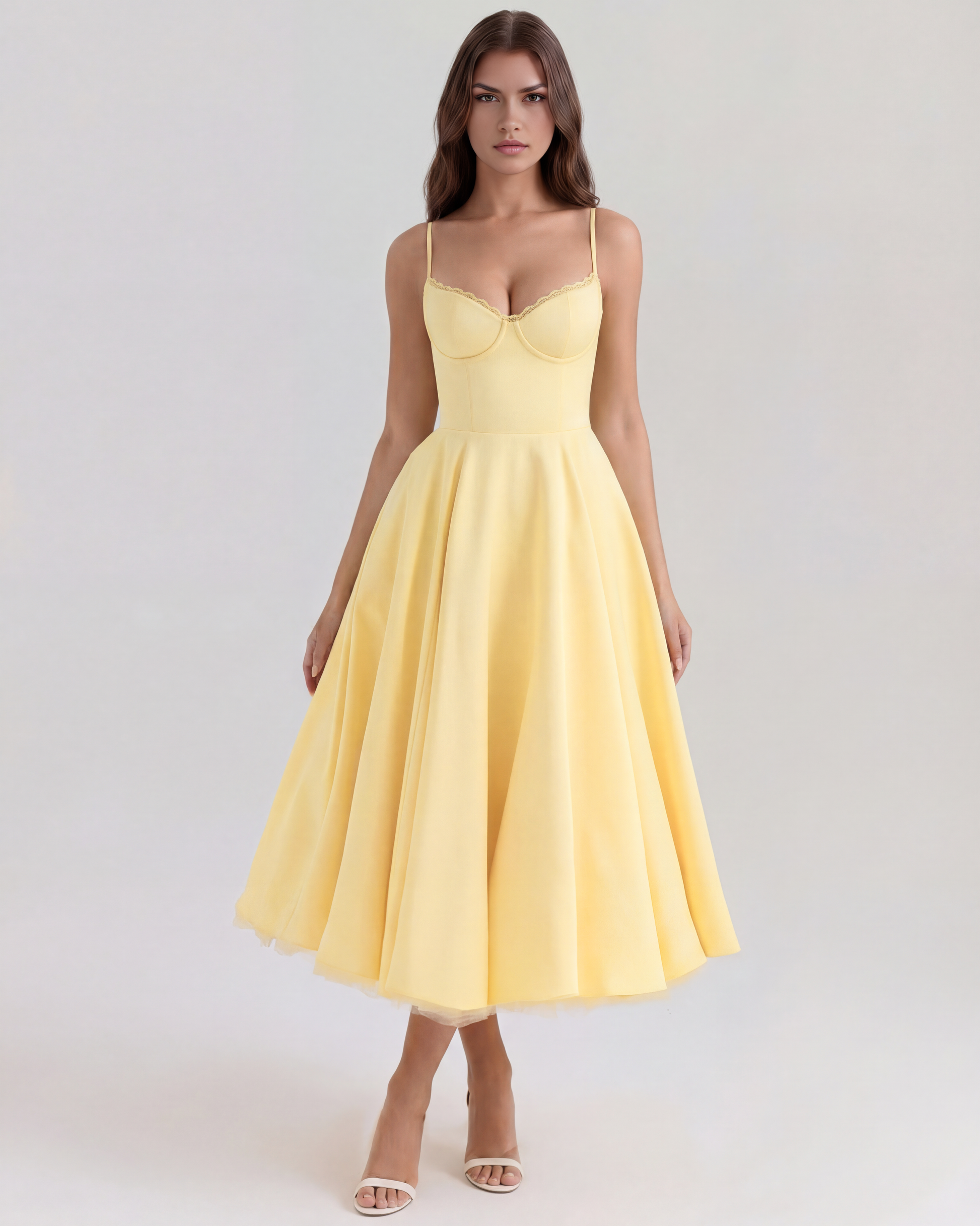Robe midi femme bustier jaune — ORIS WEAR