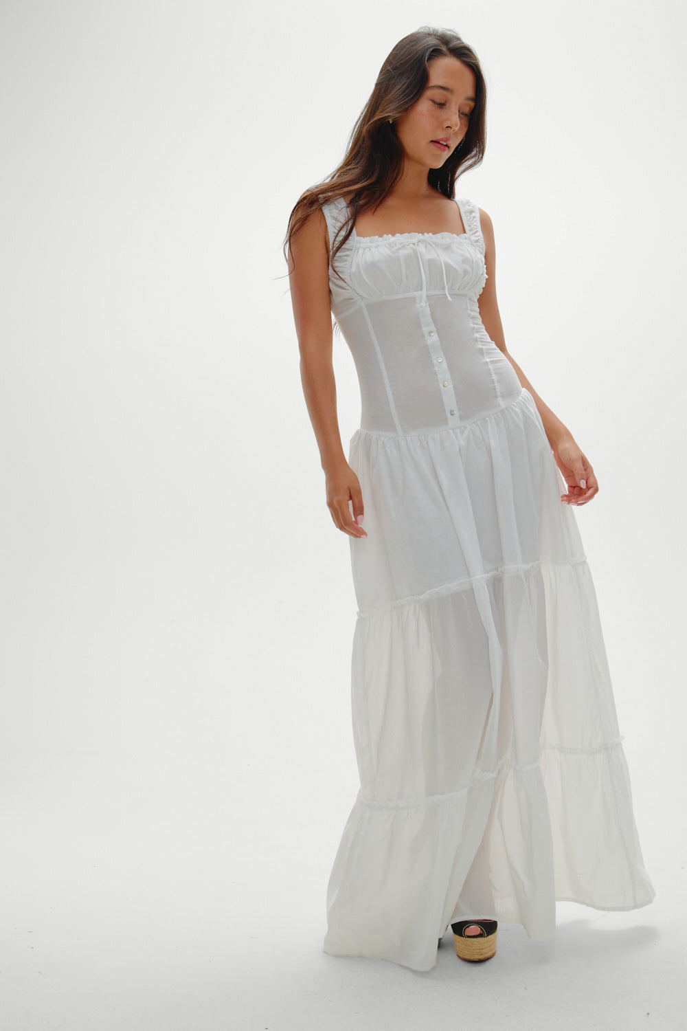 Robe extra longue avec style plissé sur le devant ORIS WEAR