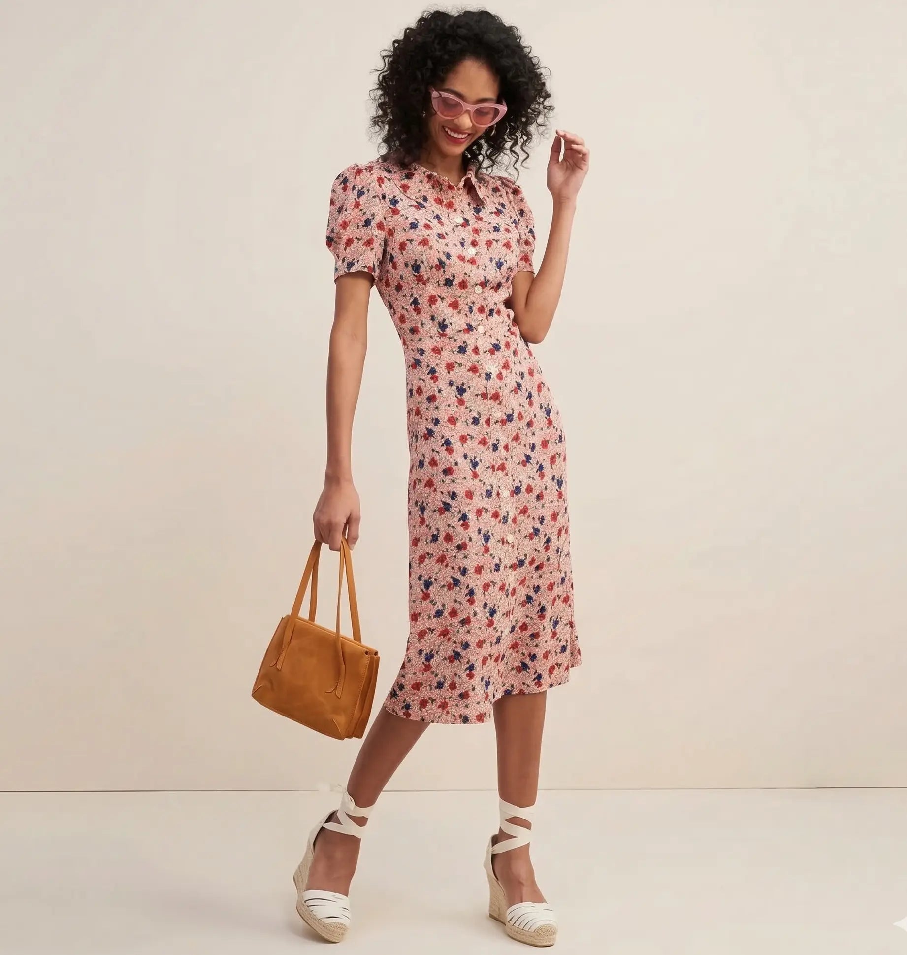 Robe courte femme fleurie rose — ORIS WEAR