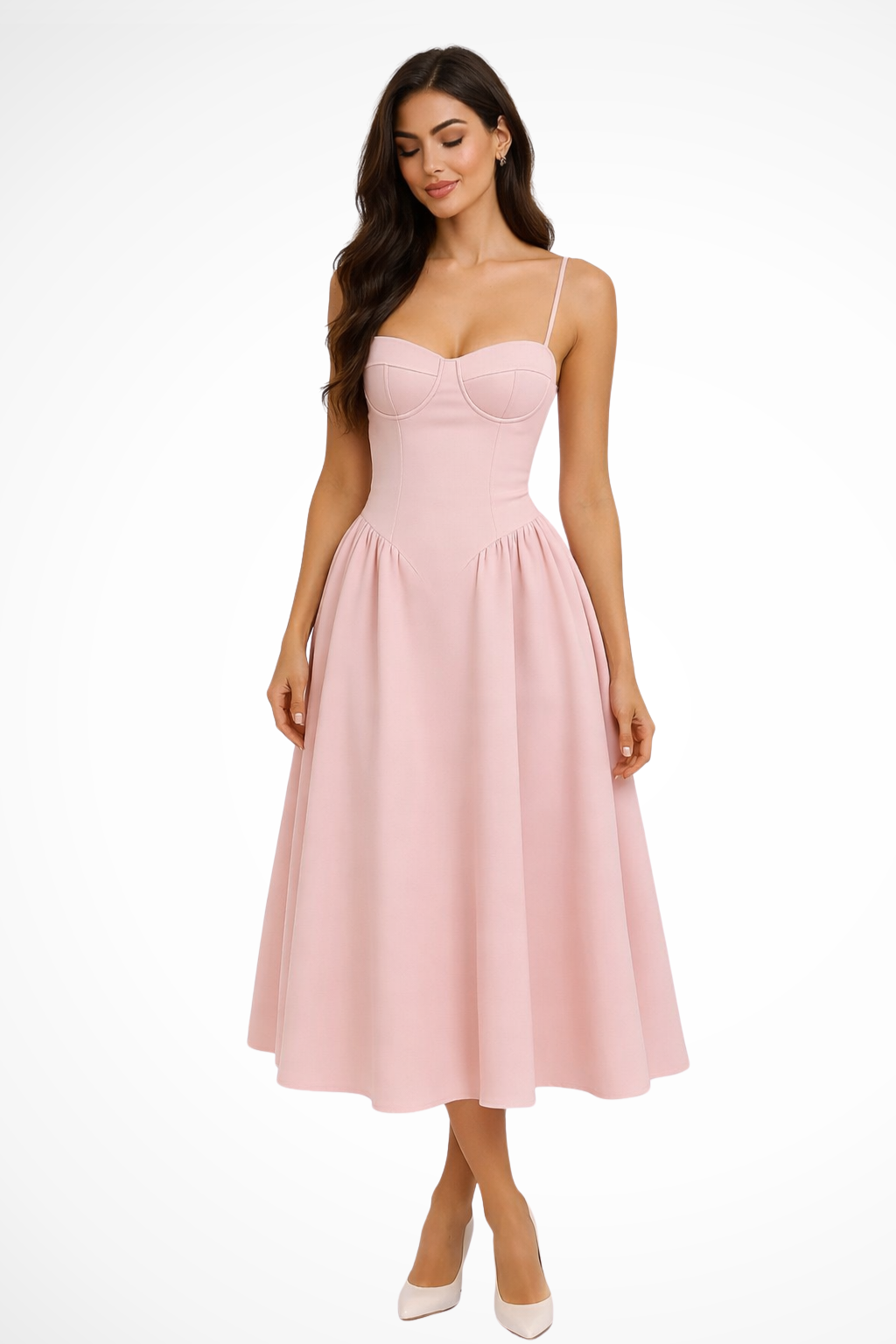 Seren | Robe Midi Élégante A Ligne Corset Invitées de Mariage Celeste London