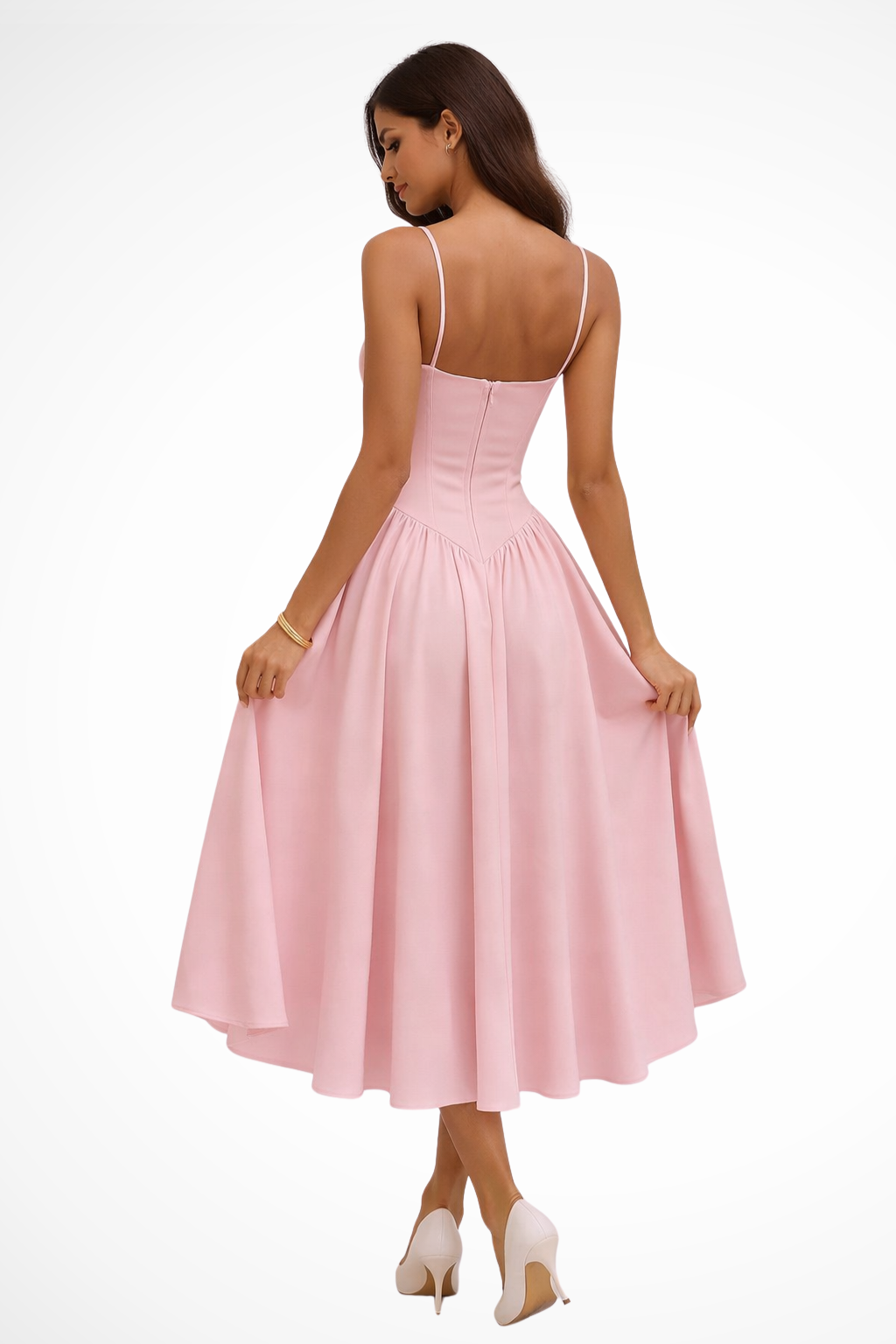 Seren | Robe Midi Élégante A Ligne Corset Invitées de Mariage Celeste London
