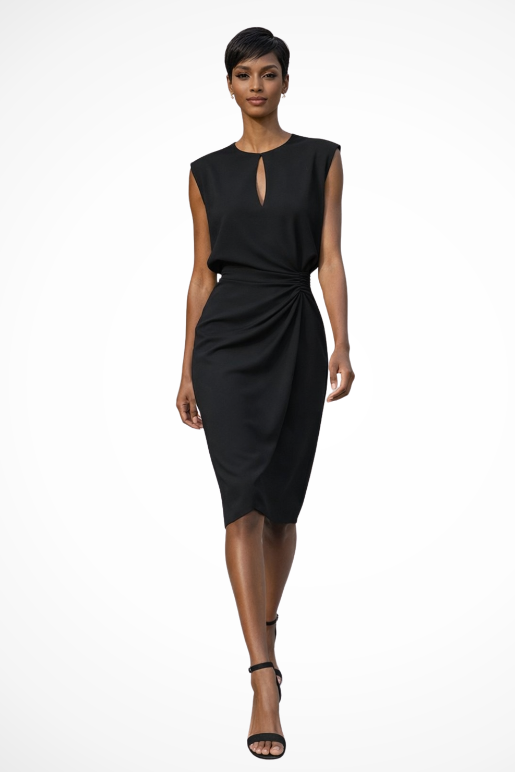 Cressida | Robe midi portefeuille froncée à manches courtes pour femme Celeste London