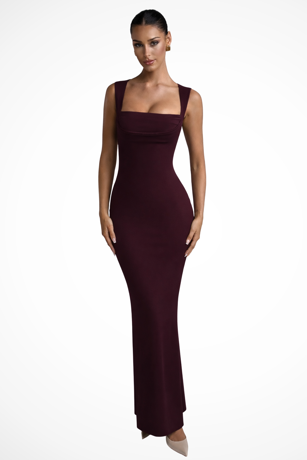 Robe longue femme moulante rouge vin — ORIS WEAR
