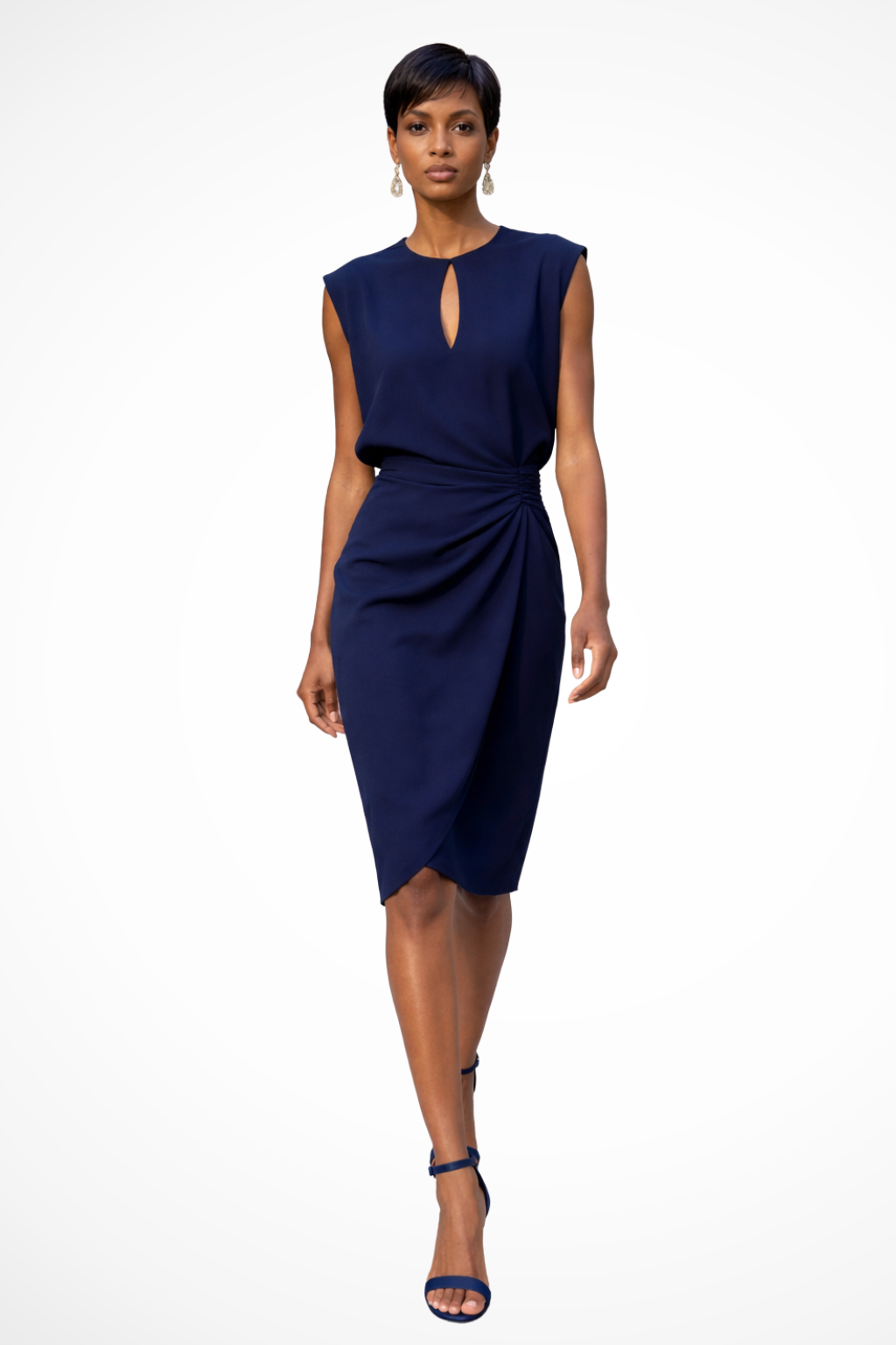 Cressida | Robe midi portefeuille froncée à manches courtes pour femme Celeste London