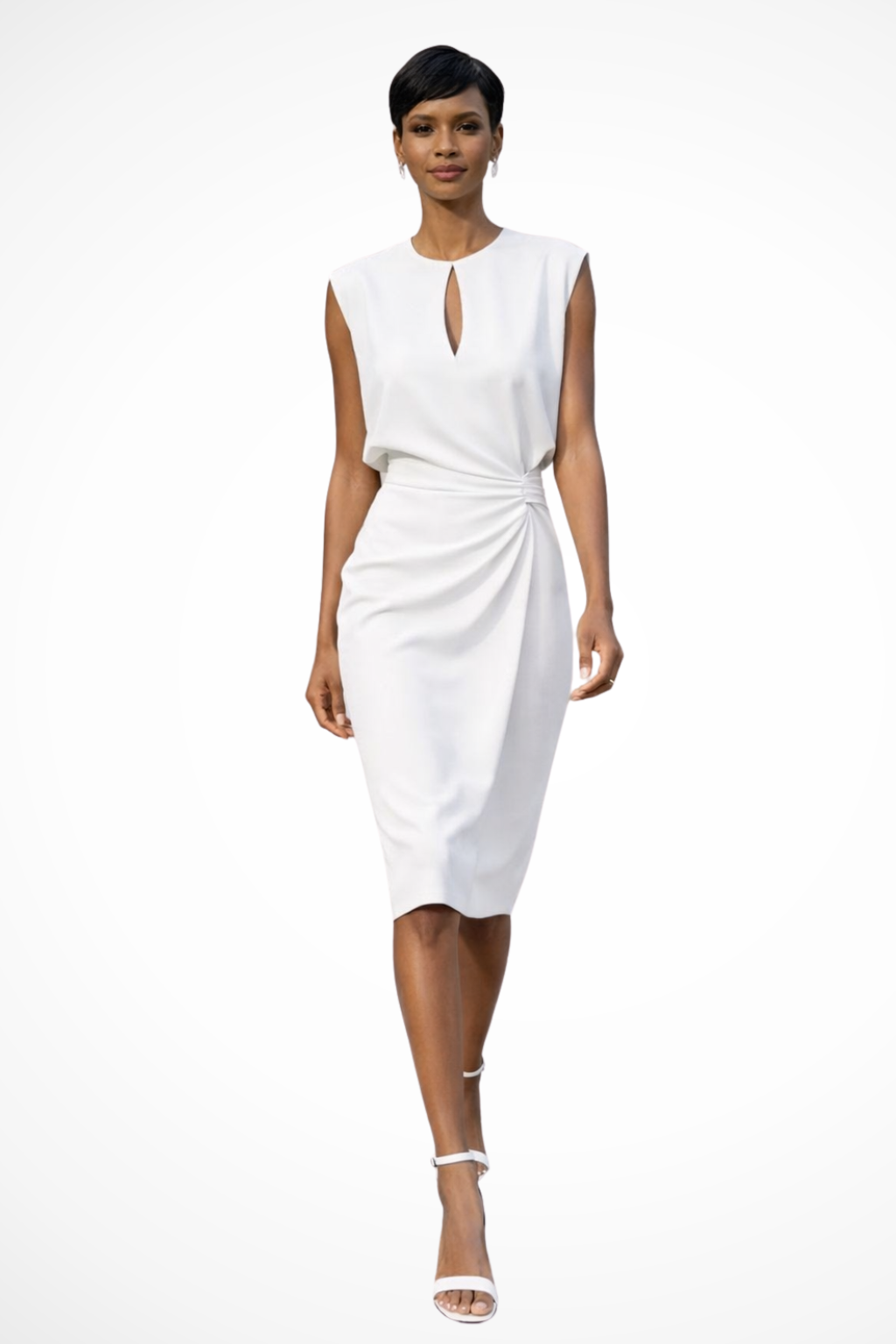 Cressida | Robe midi portefeuille froncée à manches courtes pour femme Celeste London
