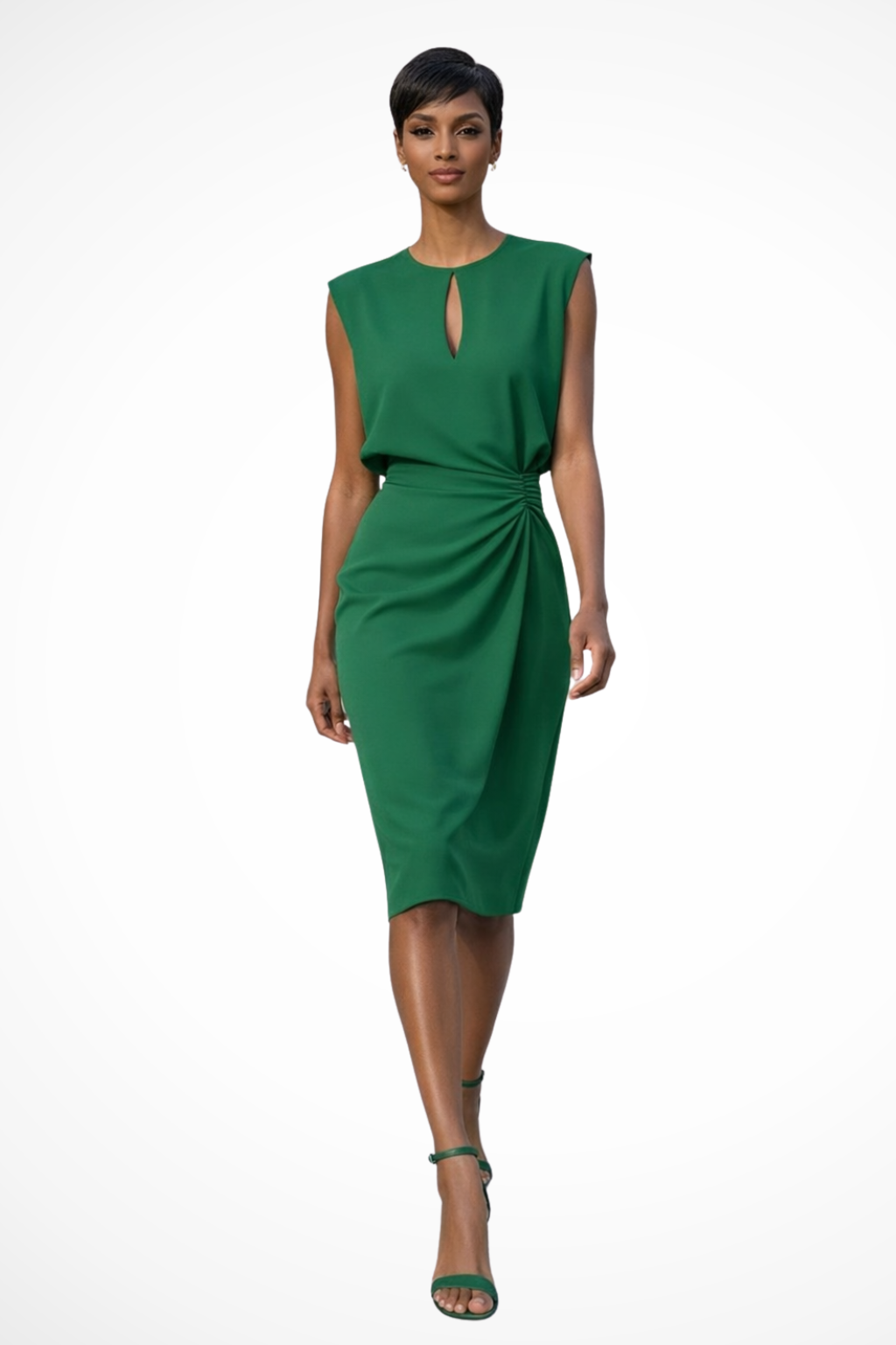 Cressida | Robe midi portefeuille froncée à manches courtes pour femme Celeste London
