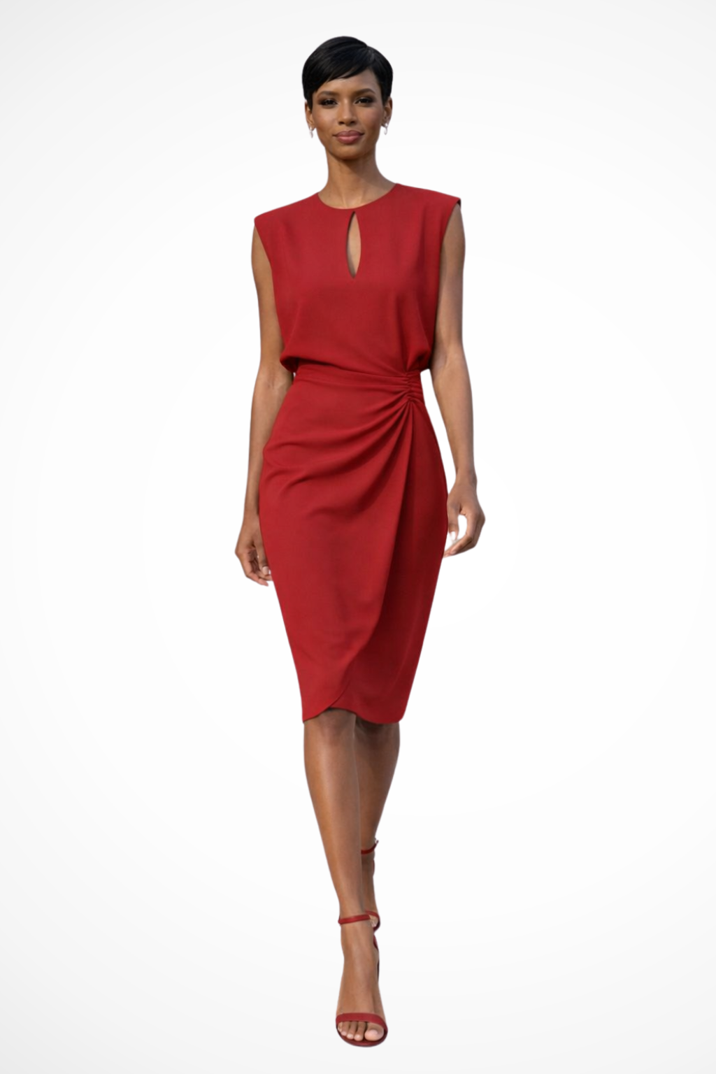 Cressida | Robe midi portefeuille froncée à manches courtes pour femme Celeste London