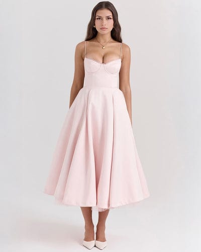 Robe midi femme en dentelle blanc — ORIS WEAR