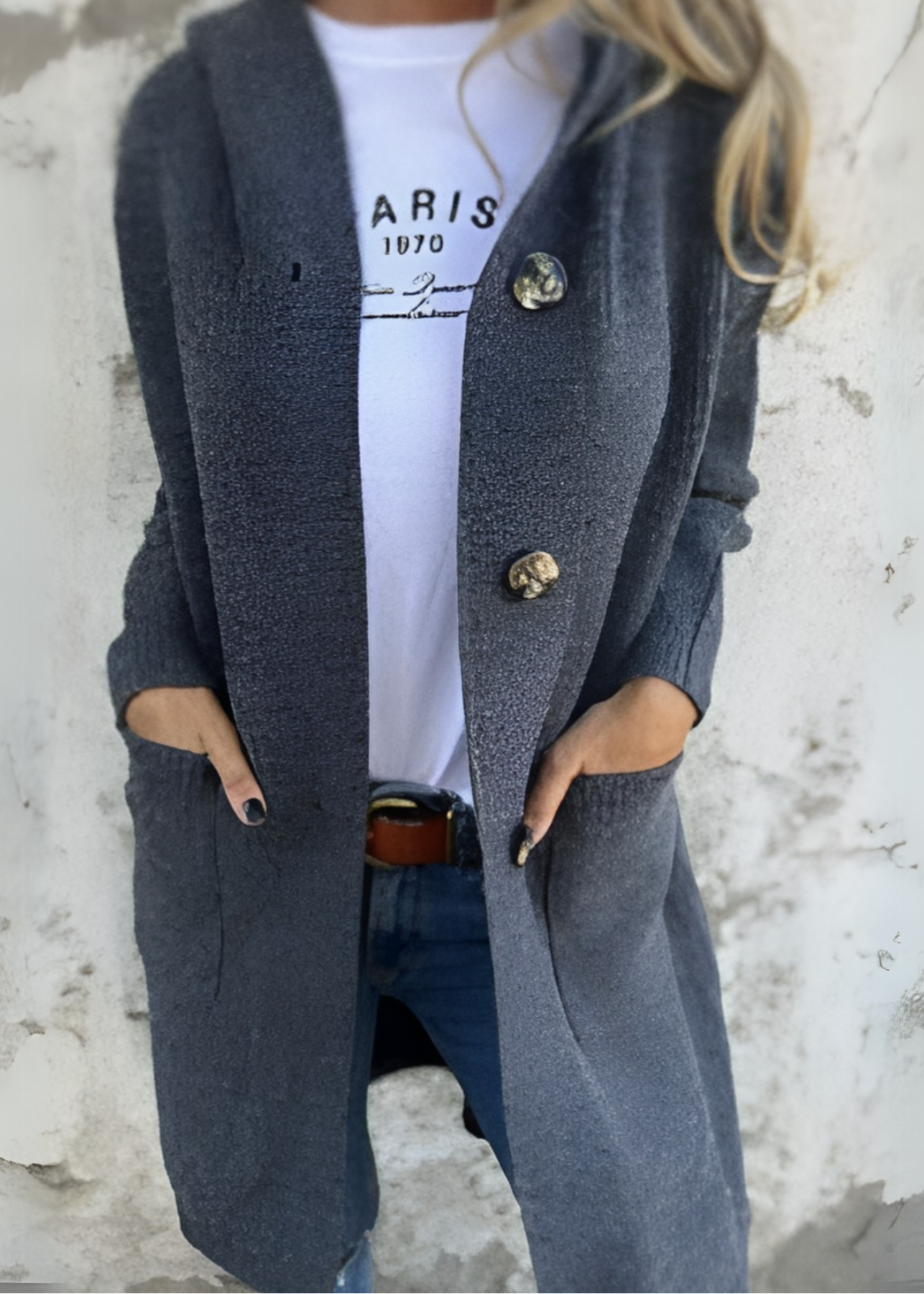Cardigan Maille Gris Confort ORIS WEAR