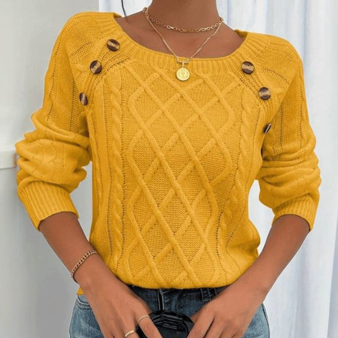 Léna Douceur Élégante - Pull Tricot à Col Carré ORIS WEAR
