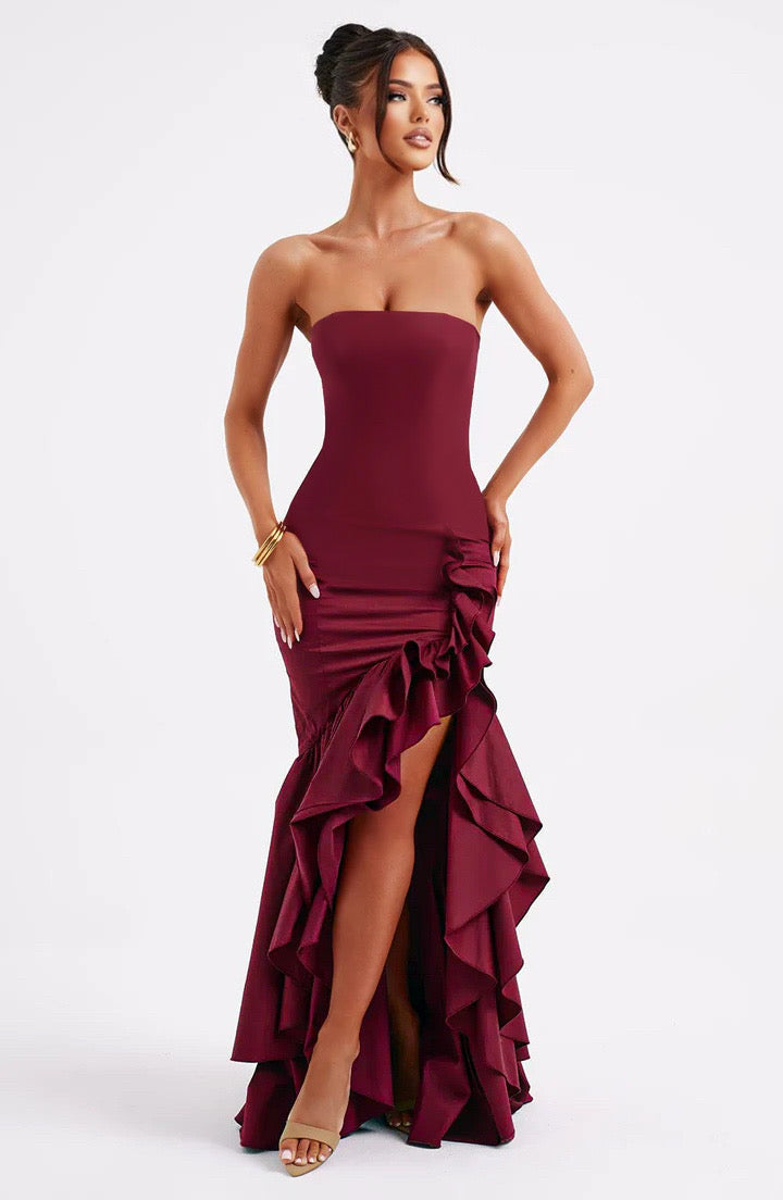 Robe longue femme moulante rouge — ORIS WEAR