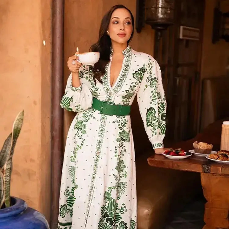 Robe longue femme bohème vert — ORIS WEAR