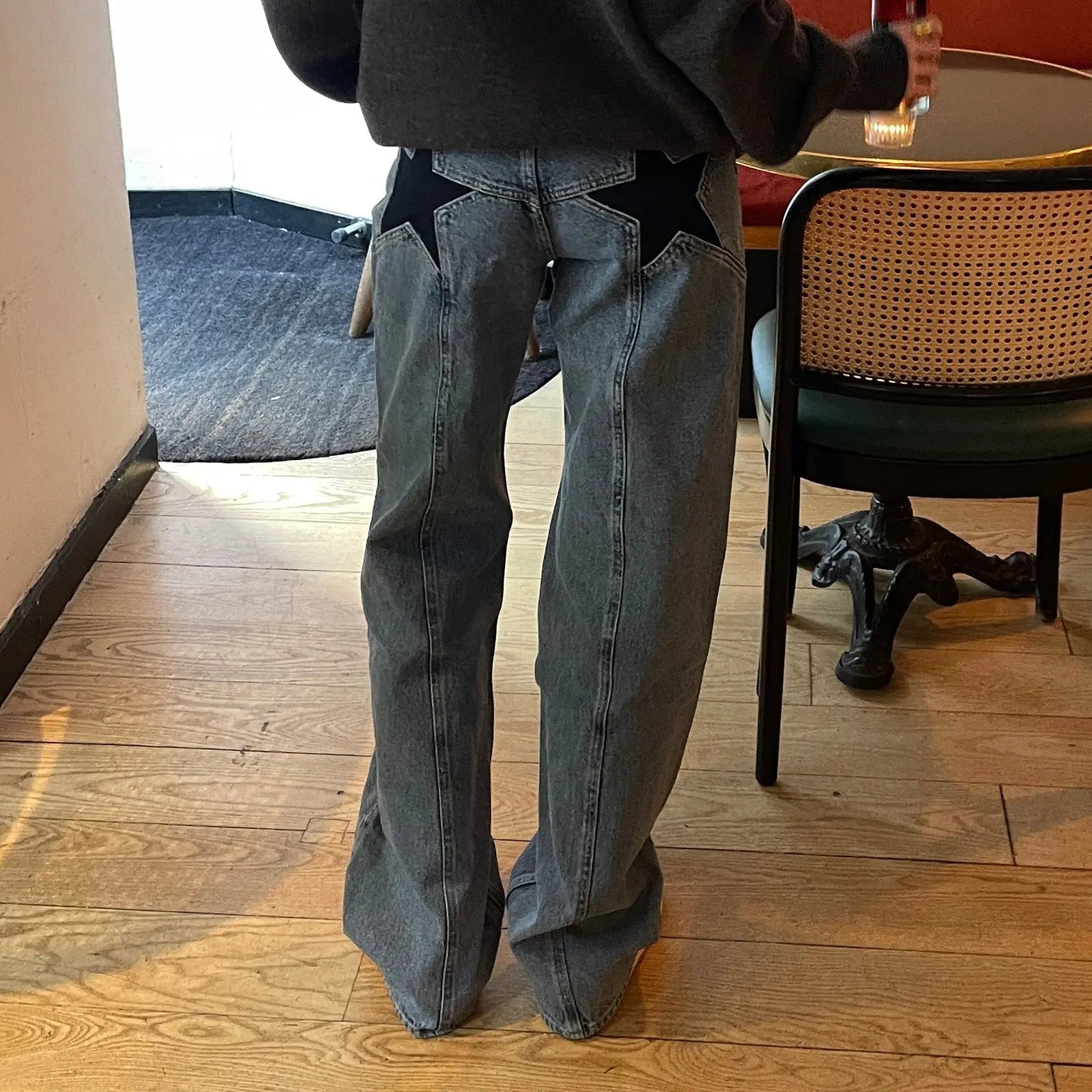 Pantalon Casual Rétro à Patchwork et Étoile à Cinq Branches ORIS WEAR