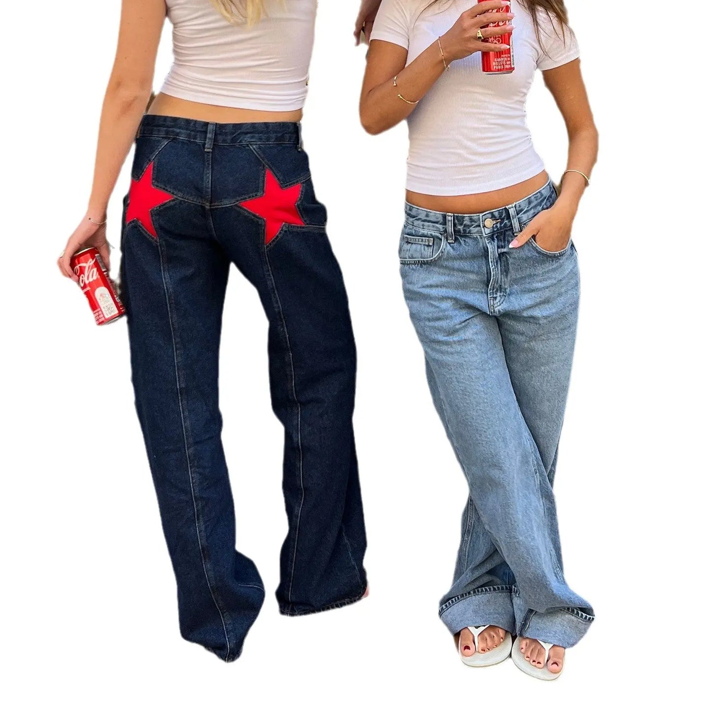 Pantalon Casual Rétro à Patchwork et Étoile à Cinq Branches ORIS WEAR