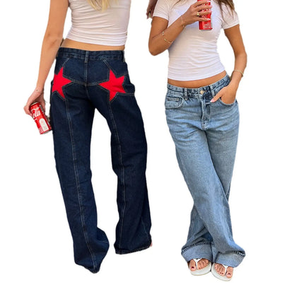 Pantalon Casual Rétro à Patchwork et Étoile à Cinq Branches ORIS WEAR