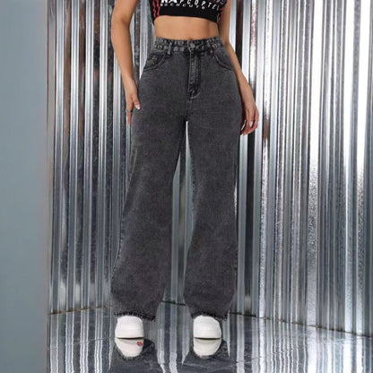 Jean brodé taille haute, coupe droite ORIS WEAR