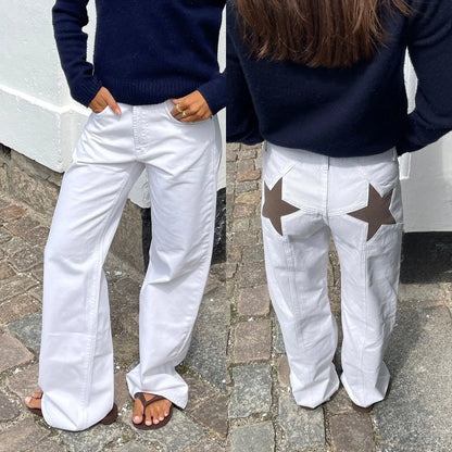 Pantalon Casual Rétro à Patchwork et Étoile à Cinq Branches ORIS WEAR