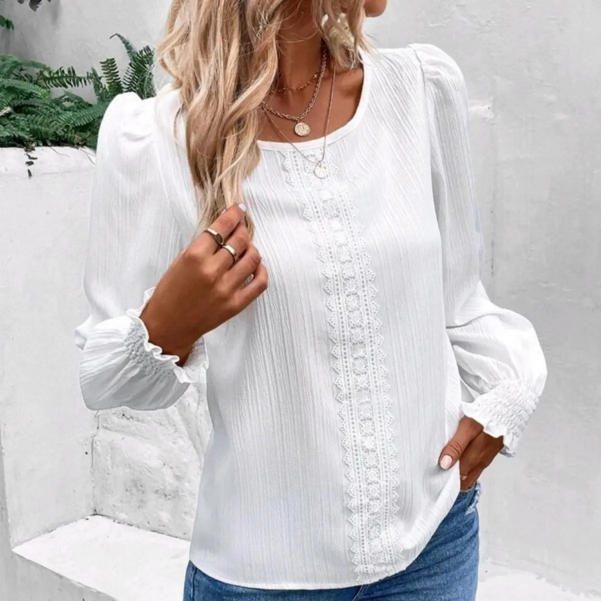 Haut Slim à Col Rond avec Finition Dentelle ORIS WEAR