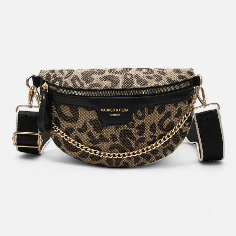 Sac banane léopard en cuir à bandoulière Aurora