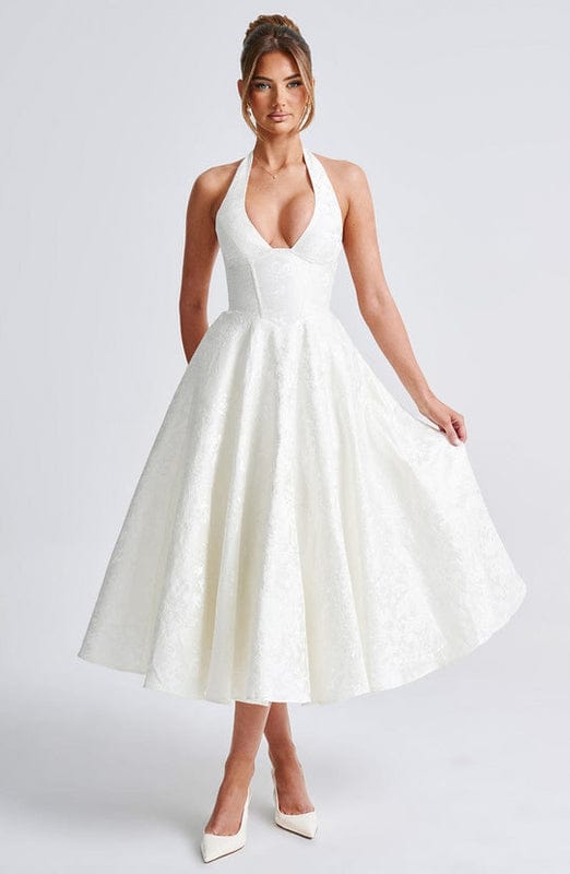 Robe longue femme moulante blanc — ORIS WEAR