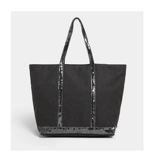 grand sac cabas avec fermeture eclair gris fonce